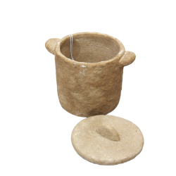 Pojemnik z pokrywką rustykalny / gliniany 14cm Beżowy